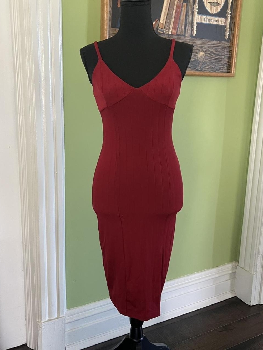 Forever 21 Stretchy ribbed burgundy body con dress